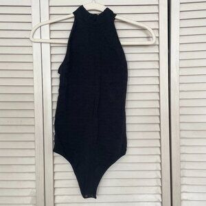 Free People High Neck Black Bodysuit Textured - XS/S